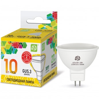 Лампа ASD светодиодная LED-JCDR-standard 10Вт 230В GU5.3 3000К 900Лм