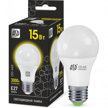 Лампа светодиодная ASD LED-A60-black 15Вт 230В Е27 3000К 1350Лм